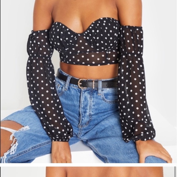 PrettyLittleThing Tops - Pretty little thing polka dot crop top